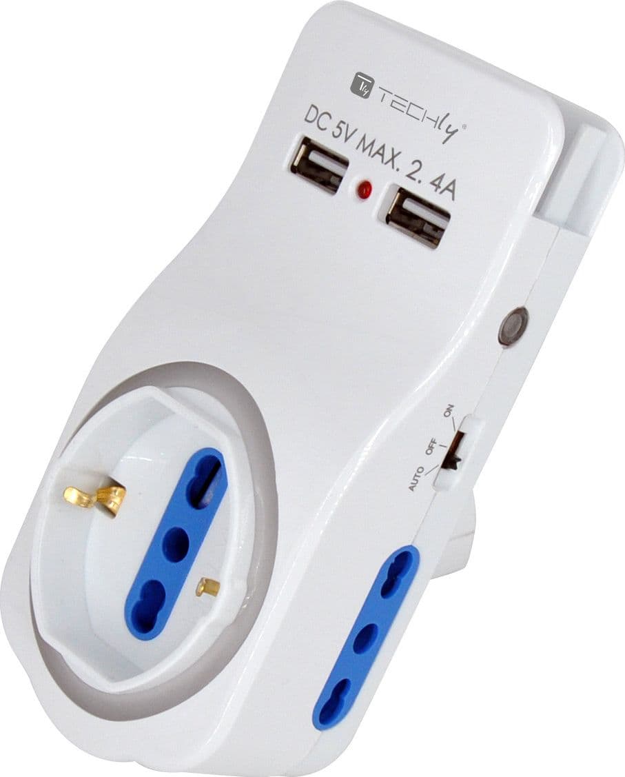 Multipresa 3 Posti e 2 Porte USB con Supporto per Smartphone e Luce Notturna in Multiprese Scontolo.net - Potenza, commercioVirtuoso.it
