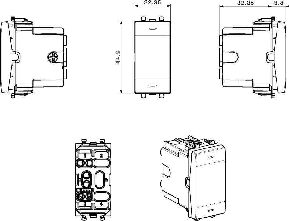 Domus S44 Commutatore 2 Pulsanti 1P 10AX 250V Bianco Lucido in Placche combinate interruttori e prese Scontolo.net - Potenza, commercioVirtuoso.it