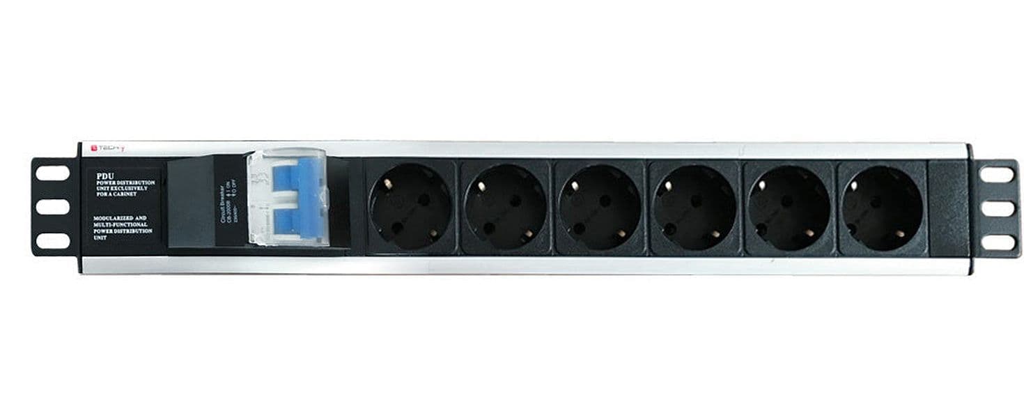 Multipresa 6 Posti da Rack 19'' con Magnetotermico Spina Schuko Angolata 1.5U in Multiprese Scontolo.net - Potenza, commercioVirtuoso.it
