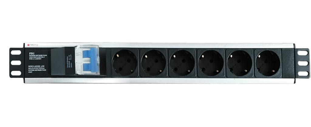 Multipresa 6 Posti da Rack 19'' con Magnetotermico Spina Schuko Angolata 1.5U in Multiprese Scontolo.net - Potenza, commercioVirtuoso.it