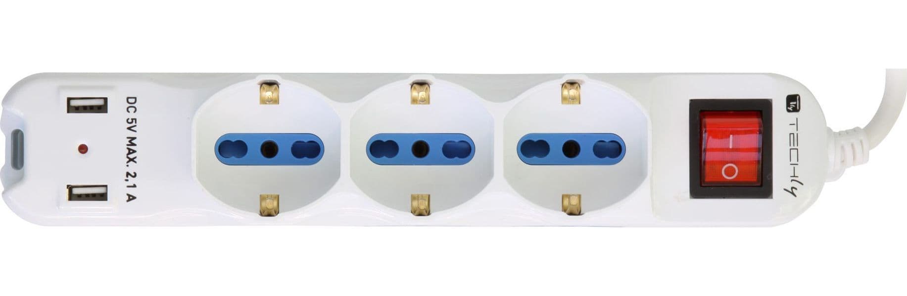 Multipresa 6 Posti Italiana Bipasso con 2 Prese USB Bianca in Multiprese Scontolo.net - Potenza, commercioVirtuoso.it