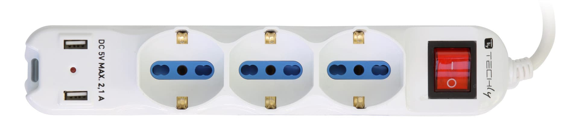 Multipresa 6 Posti Italiana Bipasso con 2 Prese USB Bianca in Multiprese Scontolo.net - Potenza, commercioVirtuoso.it