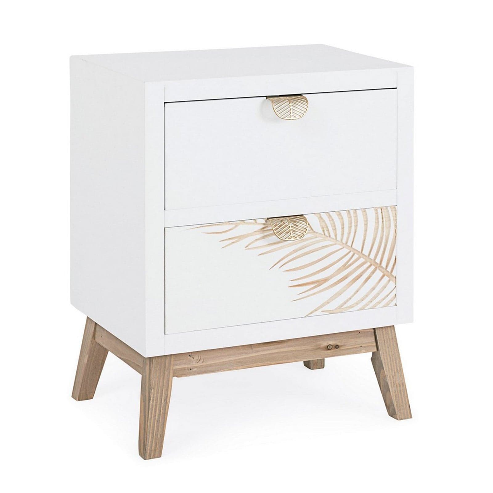 Comodino "Folium" per camera, Struttura In Abete E Mdf, Piano E Schienale In Mdf - 9