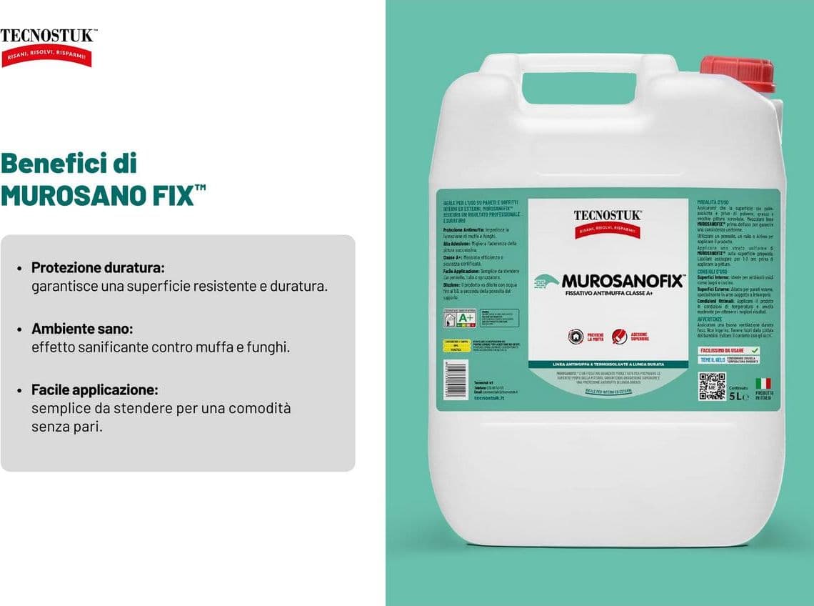 Tecnostuk MuroSano Fix – Fissativo antimuffa trasparente in Prodotti antimuffa Masterbrico - Longobardi, commercioVirtuoso.it