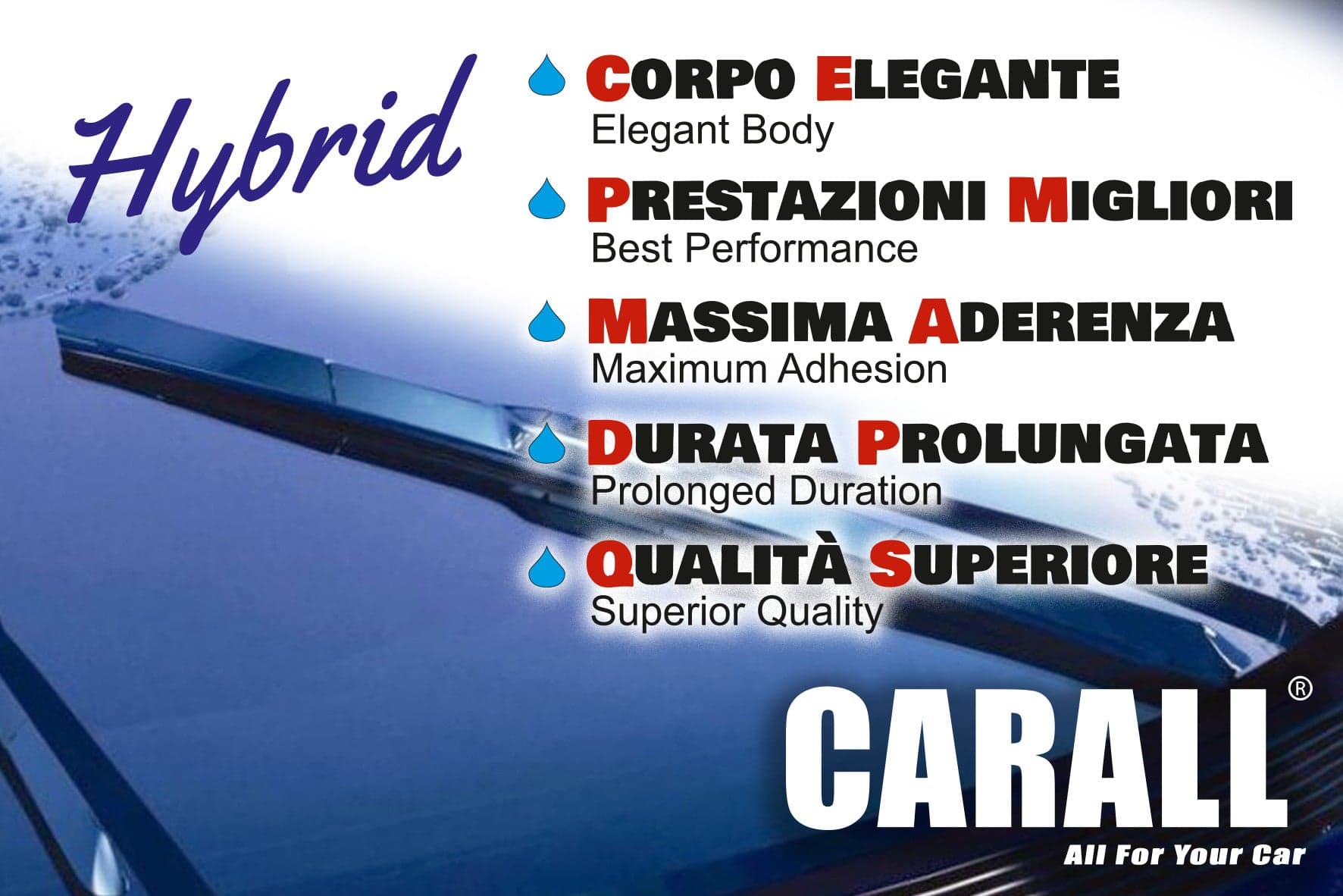 Spazzola Tergicristallo Ibrida CARALL T191 Hybrid 20 Pollici 500mm Universale Con 16 Attacchi Opzionale in Spazzole di ricambio Scontolo.net - Potenza, commercioVirtuoso.it