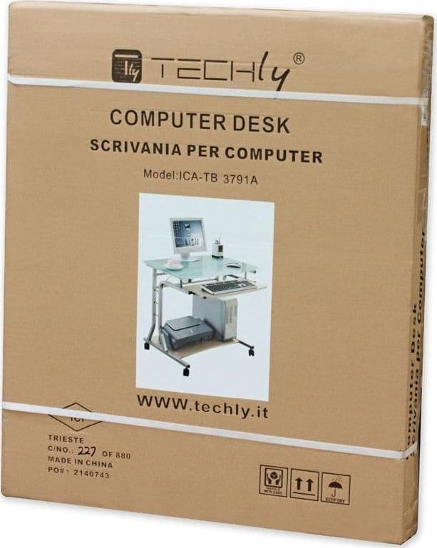 Scrivania per PC Compatta in Metallo e Vetro con Ruote in Scrivanie Scontolo.net - Potenza, commercioVirtuoso.it