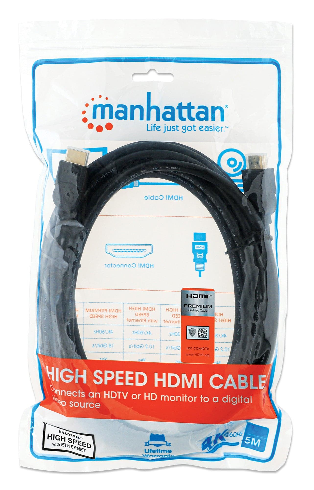 Cavo HDMI High Speed con Ethernet Premium 5m in Cavi HDMI Scontolo.net - Potenza, commercioVirtuoso.it