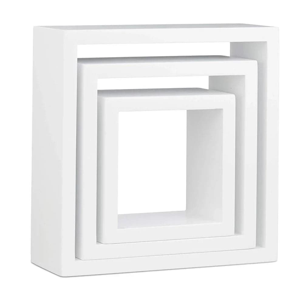 Set 3 Mensole da Parete Cubo in Legno MDF Moderne con 2 Ripiani Bianco in Mensole da muro Danyx - Casoria, commercioVirtuoso.it