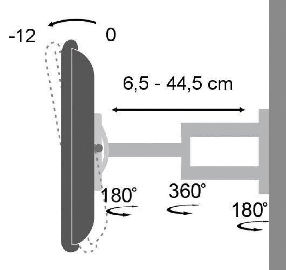 Supporto a muro per TV LED LCD 19-37'' inclinabile 3 snodi nero in Supporti da parete e da soffitto Scontolo.net - Potenza, commercioVirtuoso.it
