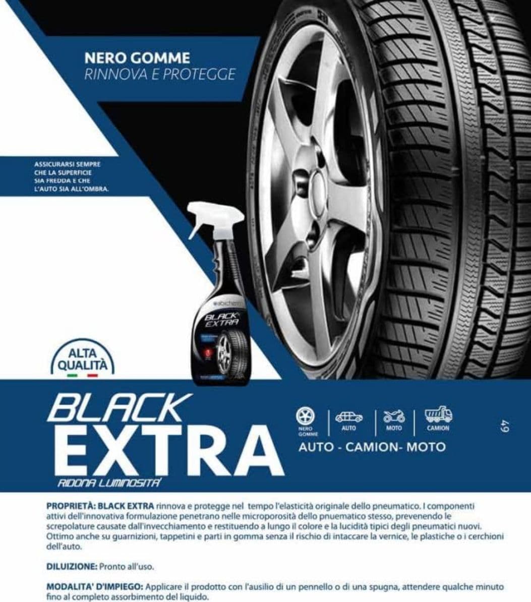 Nero Gomme Black Extra – Trattamento gomme 750 ml in Lucidi per pneumatici Masterbrico - Longobardi, commercioVirtuoso.it