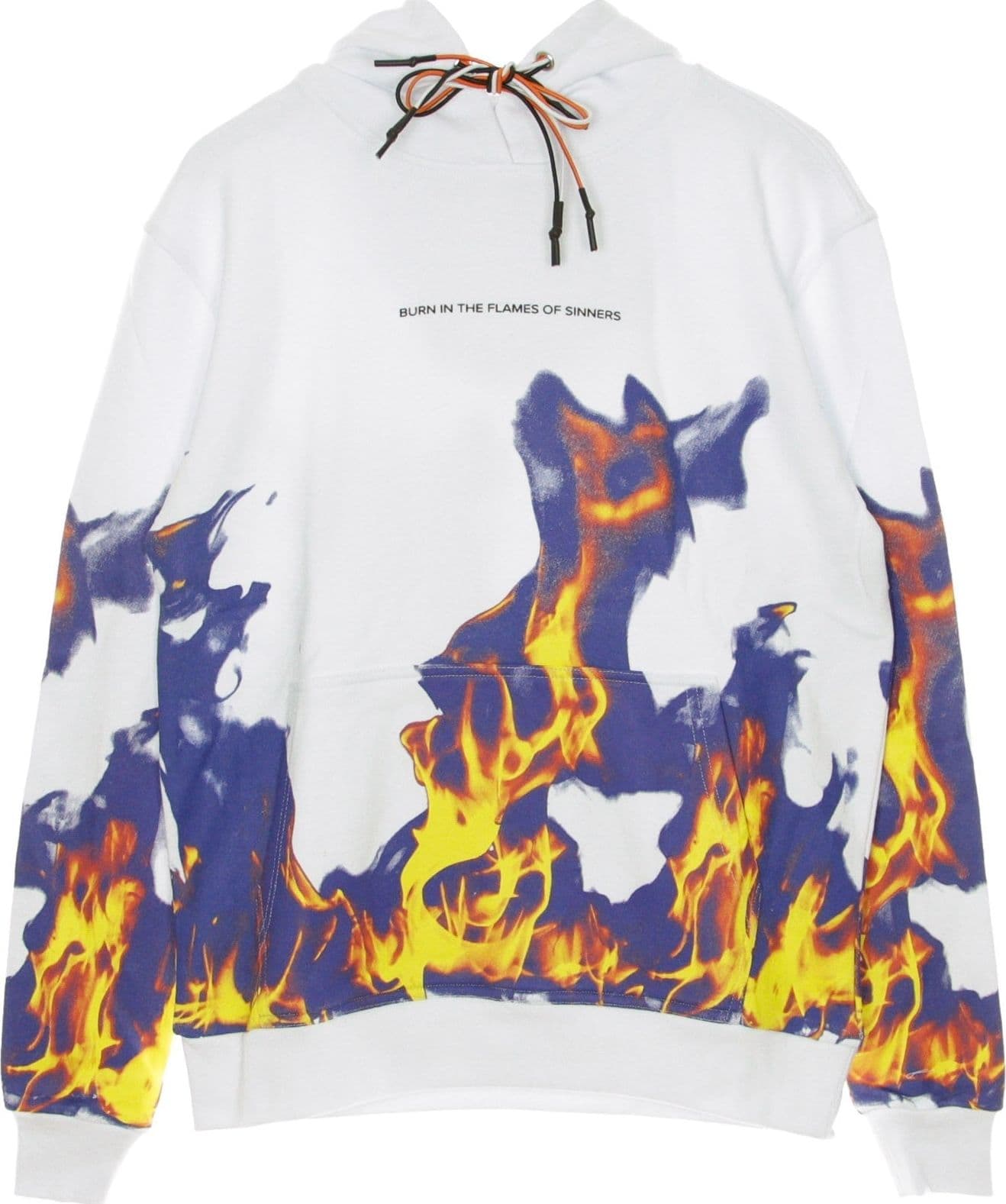 IHS Felpa Leggera Cappuccio Uomo Multi Flames White