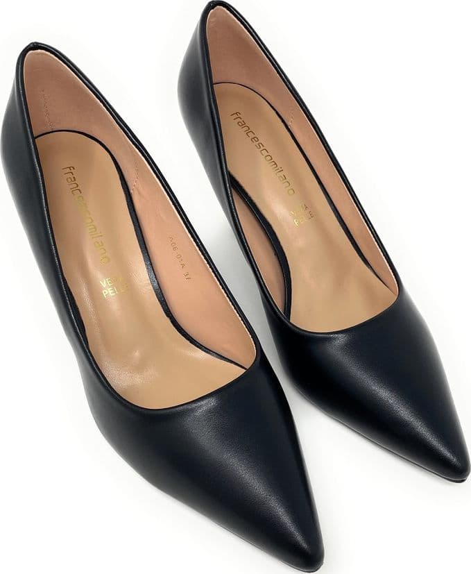 Francesco Milano décolleté in pelle nero A08 01A in prodotto Teresi Calzature - Marsala, commercioVirtuoso.it