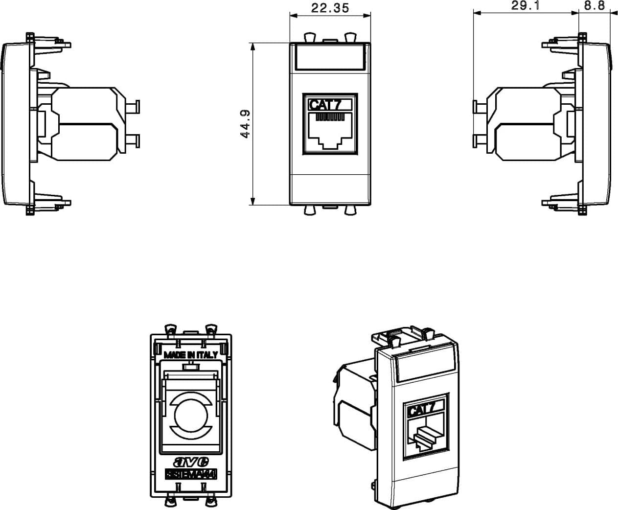 Domus S44 Presa RJ45 Cat.7 FTP Bianco Lucido in Cavi Ethernet Scontolo.net - Potenza, commercioVirtuoso.it