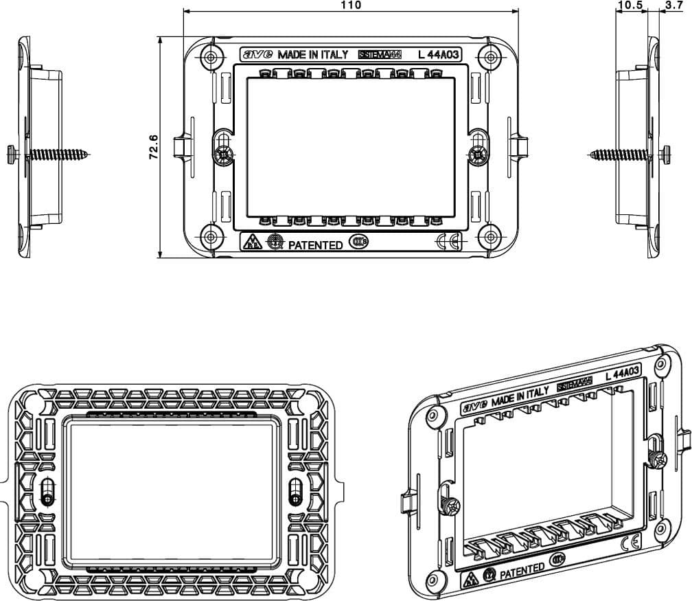 Supporto con Viti S44 per Scatole Rettangolari 3 Moduli in Supporti Scontolo.net - Potenza, commercioVirtuoso.it