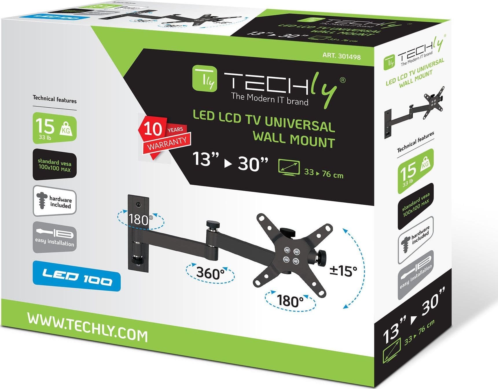 Supporto a muro per TV LED LCD 13-30'' inclinabile 3 snodi nero in Supporti da parete e da soffitto Scontolo.net - Potenza, commercioVirtuoso.it