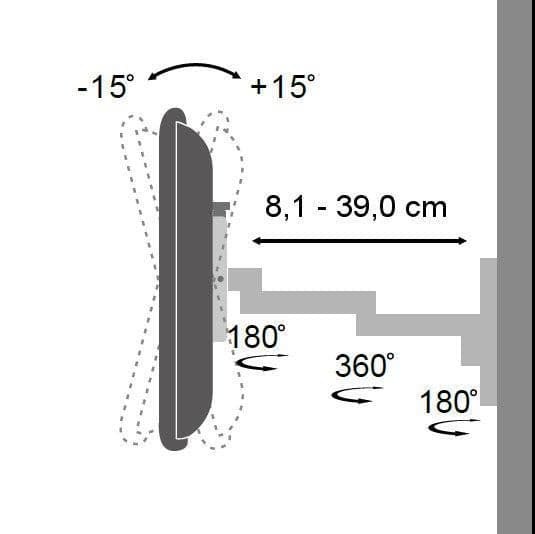 Supporto a muro per TV LED LCD 13-30'' inclinabile 3 snodi nero in Supporti da parete e da soffitto Scontolo.net - Potenza, commercioVirtuoso.it
