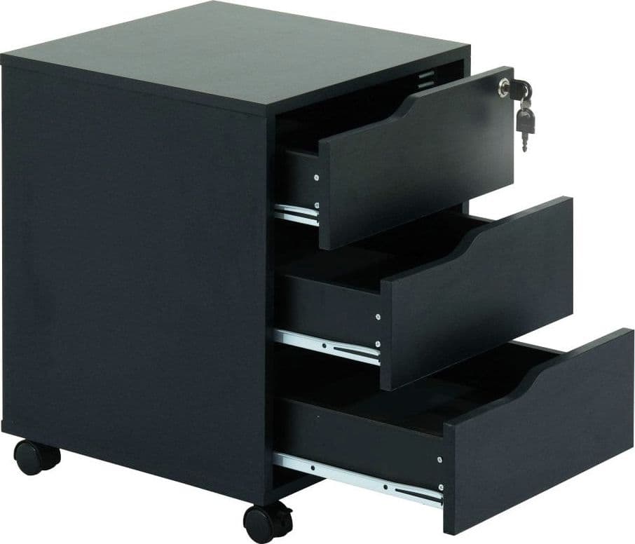 Cassettiera a Tre Cassetti con Ruote per Scrivania Nero in Cassetti Scontolo.net - Potenza, commercioVirtuoso.it
