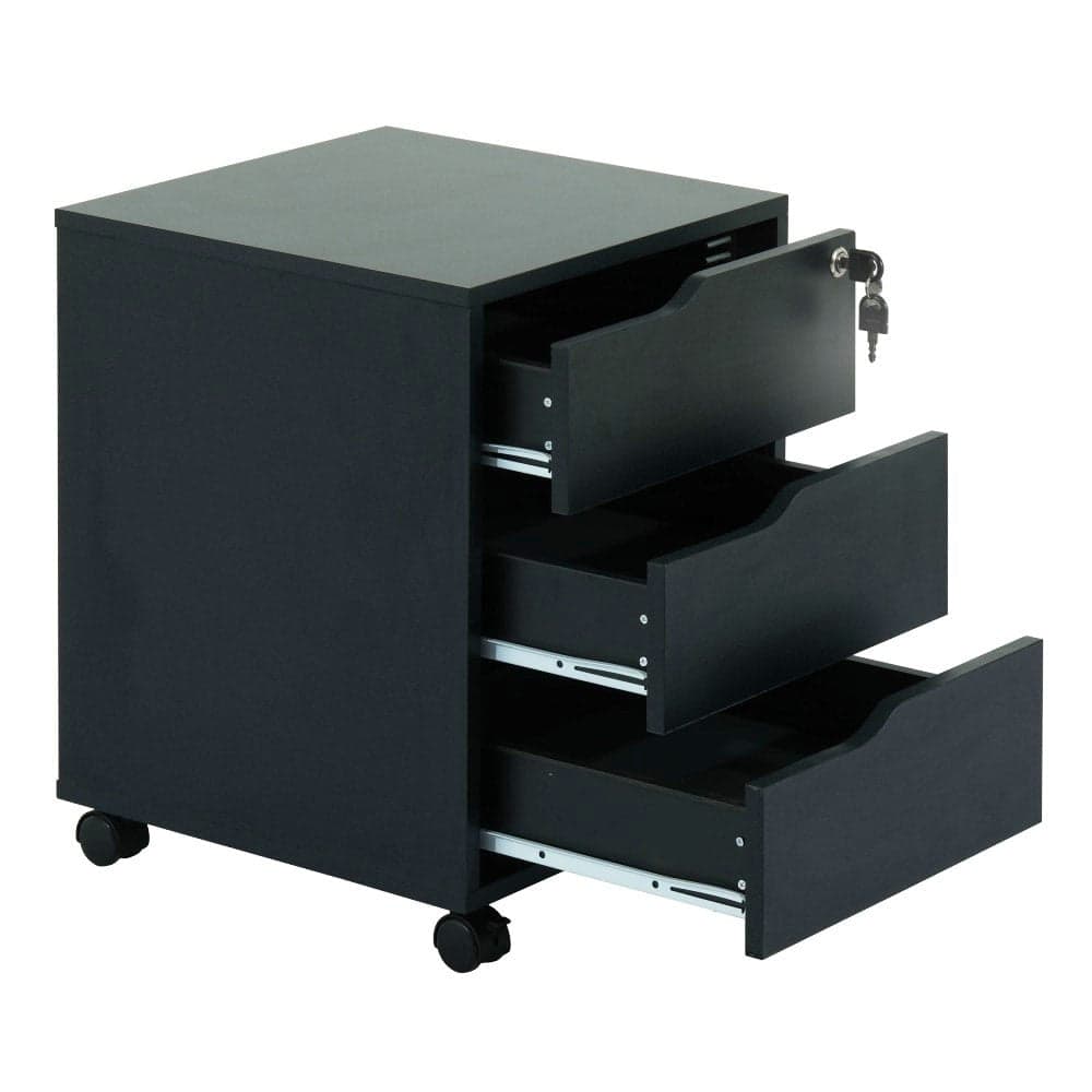 Cassettiera a Tre Cassetti con Ruote per Scrivania Nero in Cassetti Scontolo.net - Potenza, commercioVirtuoso.it