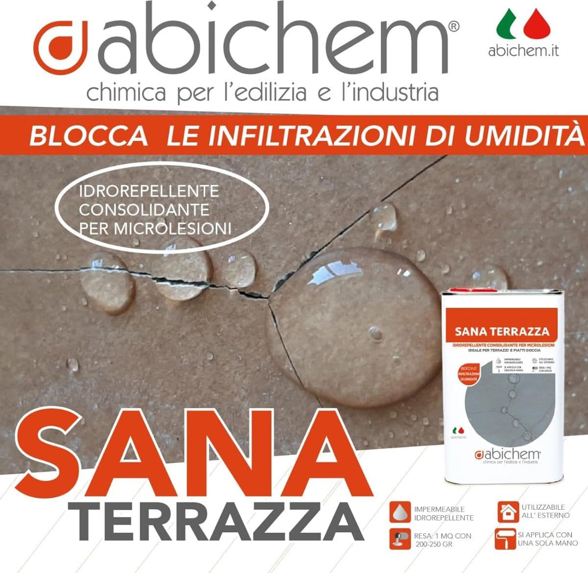 Sana Terrazza – Idrorepellente effetto bagnato 1 e 5 litri in Impermeabili Masterbrico - Longobardi, commercioVirtuoso.it
