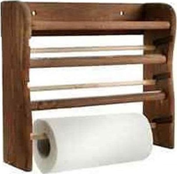Porta rotolo cucina Meeting 151 da parete triplo con carta Legno scuro