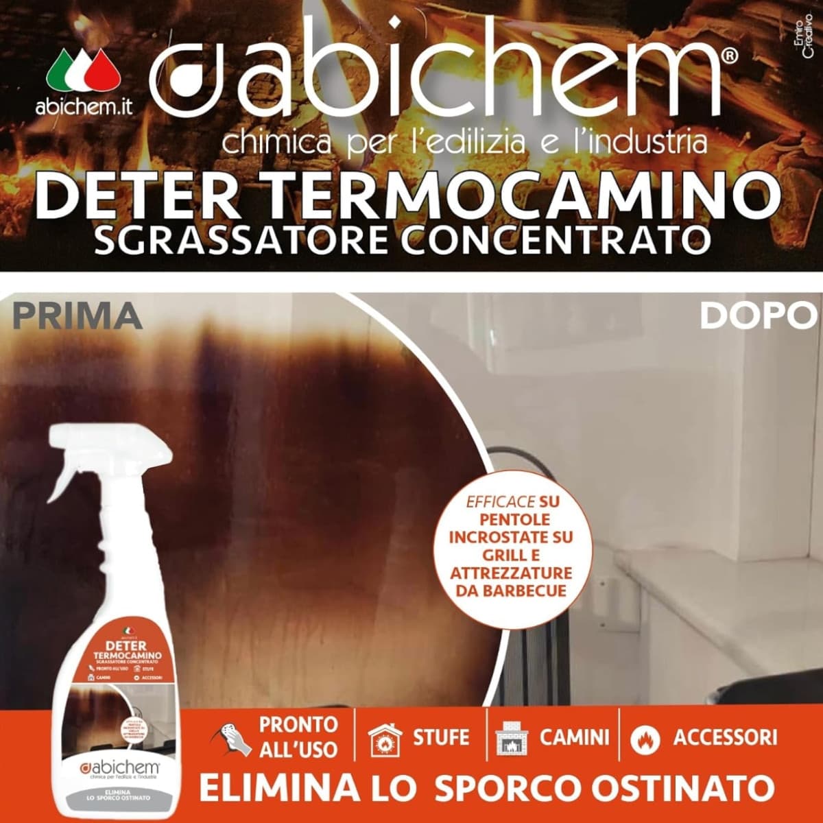 Deter Termocamino sgrassatore camini 750 ml in Detergenti per vetri Masterbrico - Longobardi, commercioVirtuoso.it