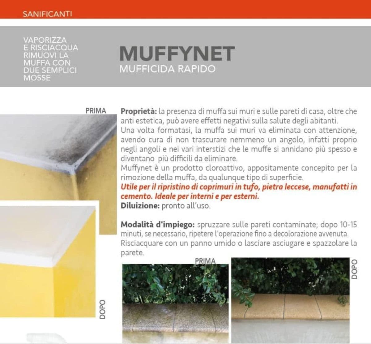 Muffynet – Rimuovi muffa pronto uso 750ml in Prodotti antimuffa Masterbrico - Longobardi, commercioVirtuoso.it