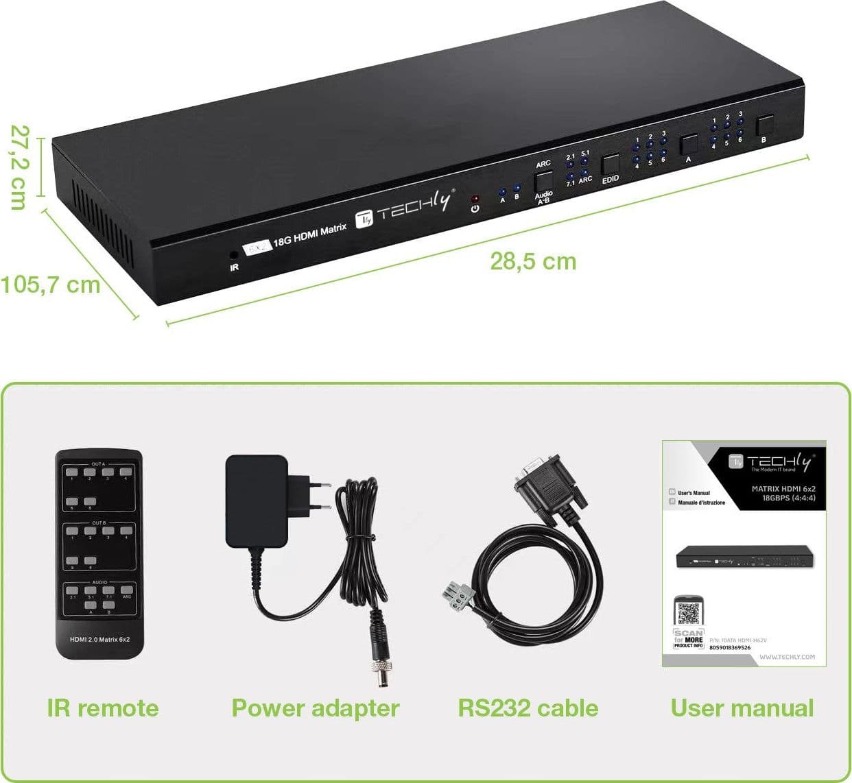 Matrix HDMI 2.0 6X 2 18Gbps 4k@60Hz con Audio e ARC in Cavi HDMI Scontolo.net - Potenza, commercioVirtuoso.it