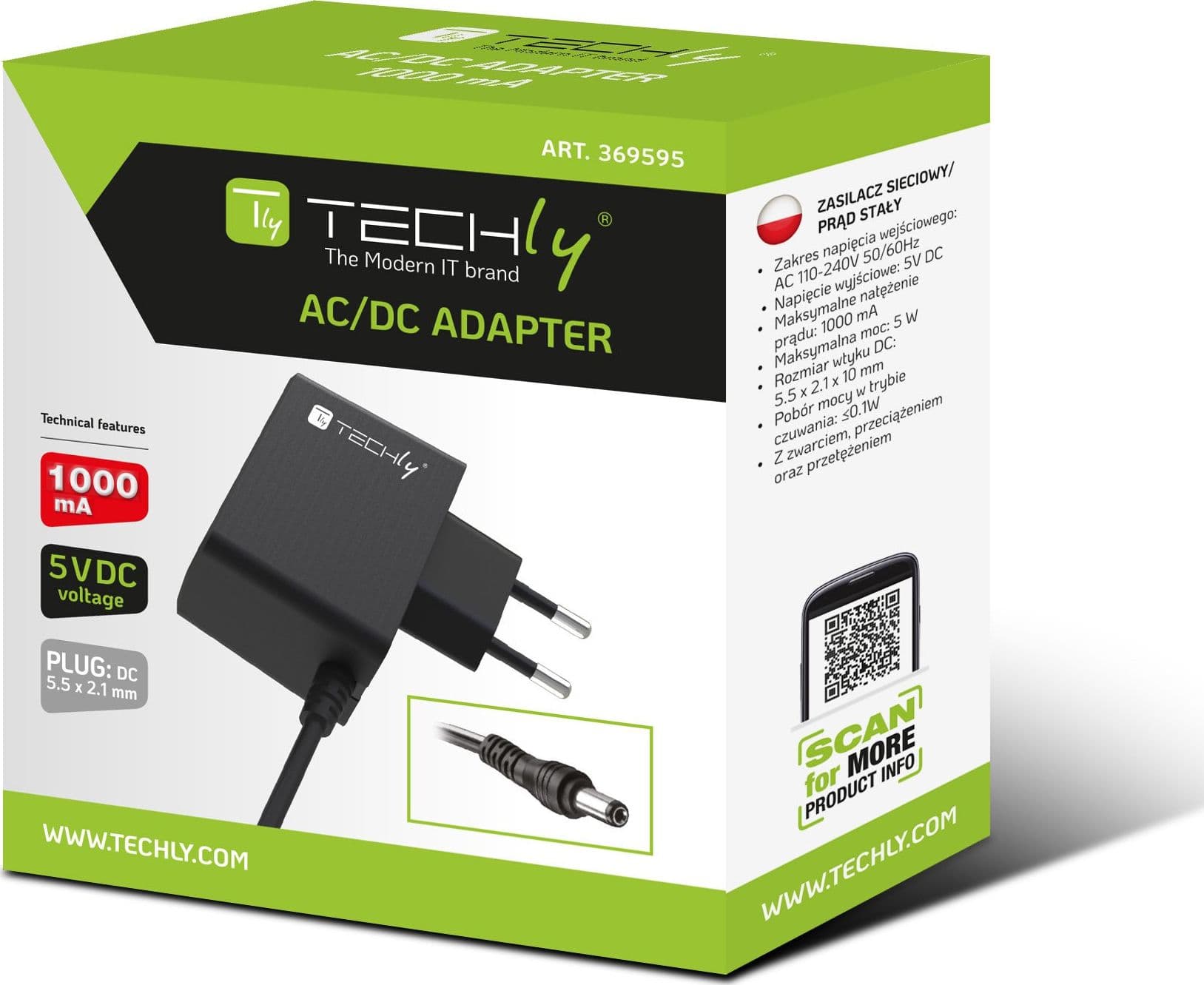 Alimentatore AC/DC 5V 1A Plug 5.5x2.1 mm Slim Nero in Adattatori da viaggio Scontolo.net - Potenza, commercioVirtuoso.it