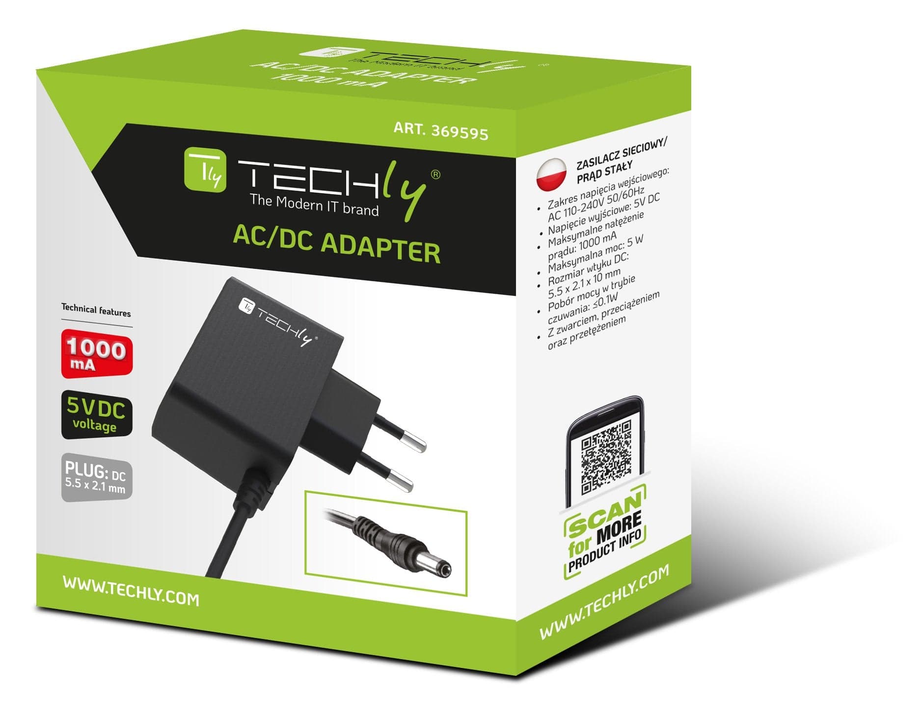 Alimentatore AC/DC 5V 1A Plug 5.5x2.1 mm Slim Nero in Adattatori da viaggio Scontolo.net - Potenza, commercioVirtuoso.it
