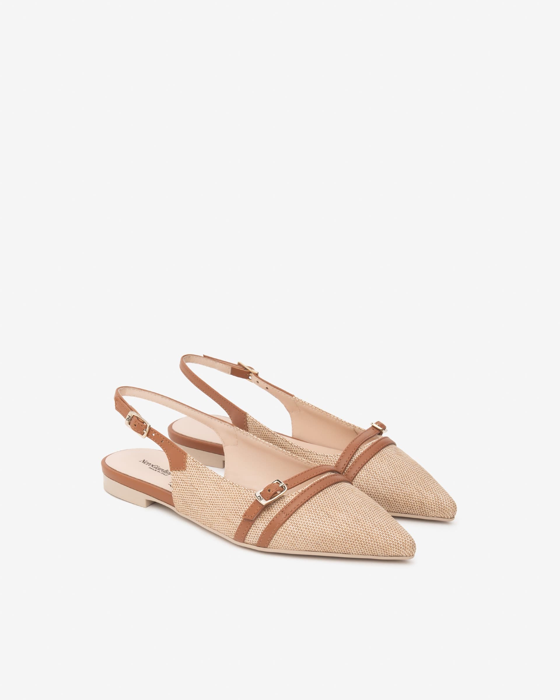 Nero Giardini slingback in tessuto e pelle col. natural E615540D420 in prodotto Teresi Calzature - Marsala, commercioVirtuoso.it