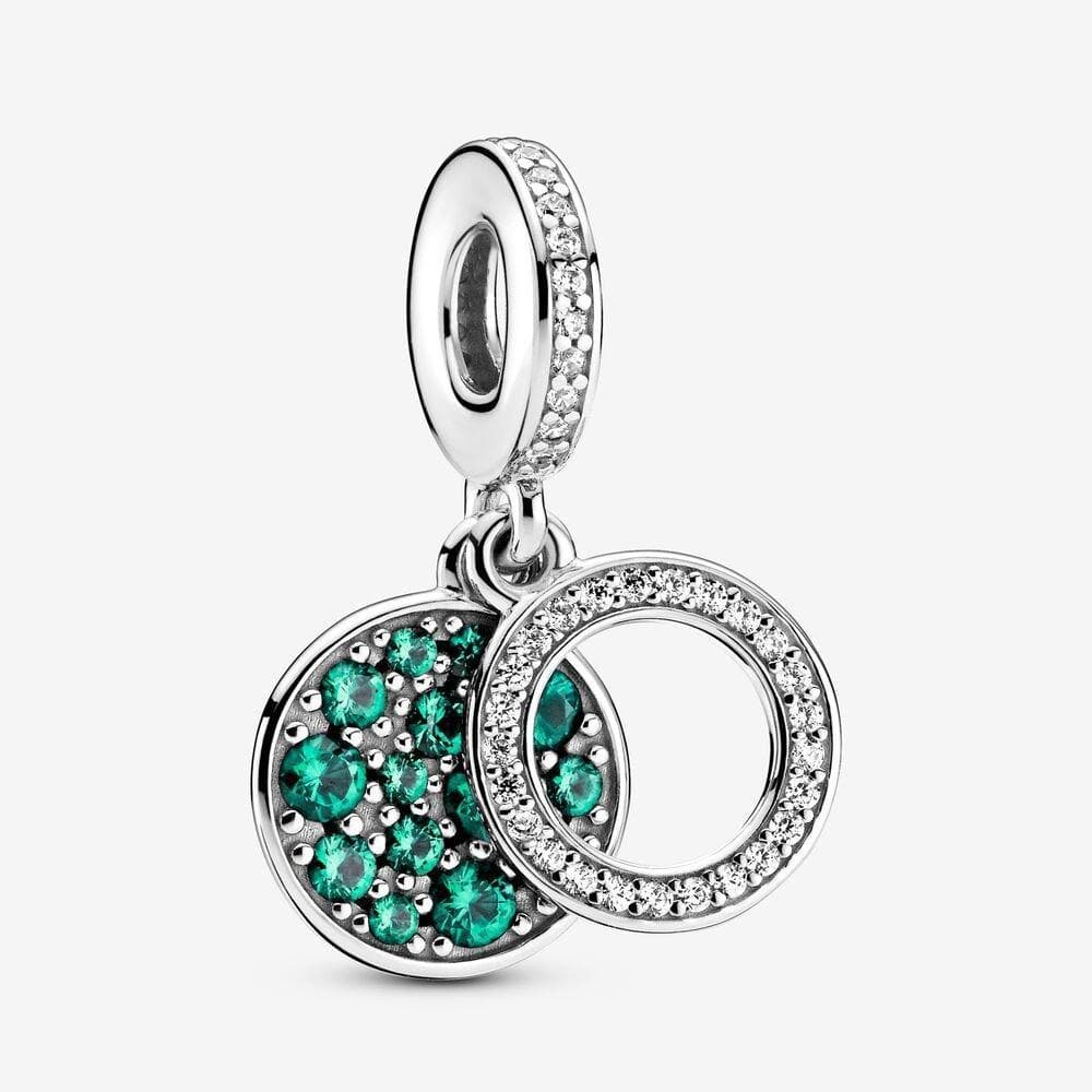 Pandora Charm pendente doppio con disco verde scintillante