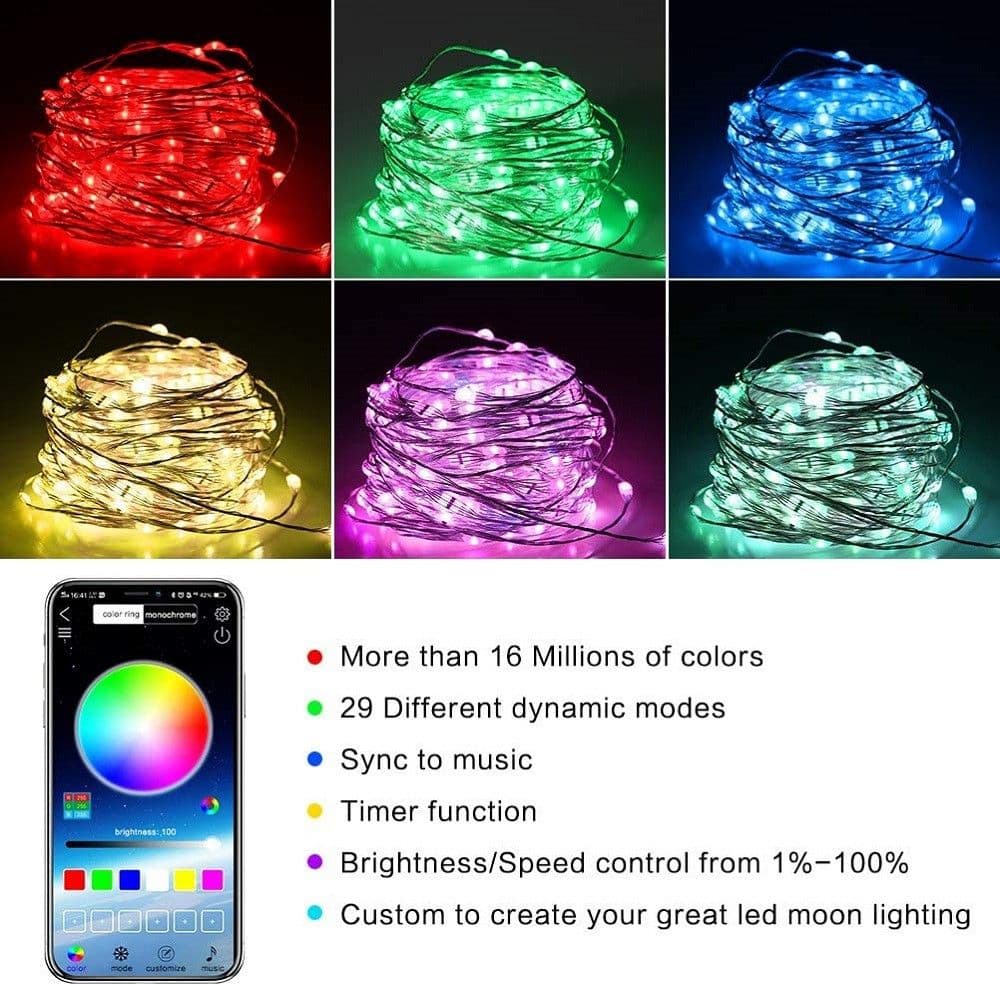 LUCI NATALIZIE A STRISCE LED APP 10MT USB BLUETOOTH DECORATIVE PER ALBERO NATALE in Catene luminose Trade Shop italia - Napoli, commercioVirtuoso.it