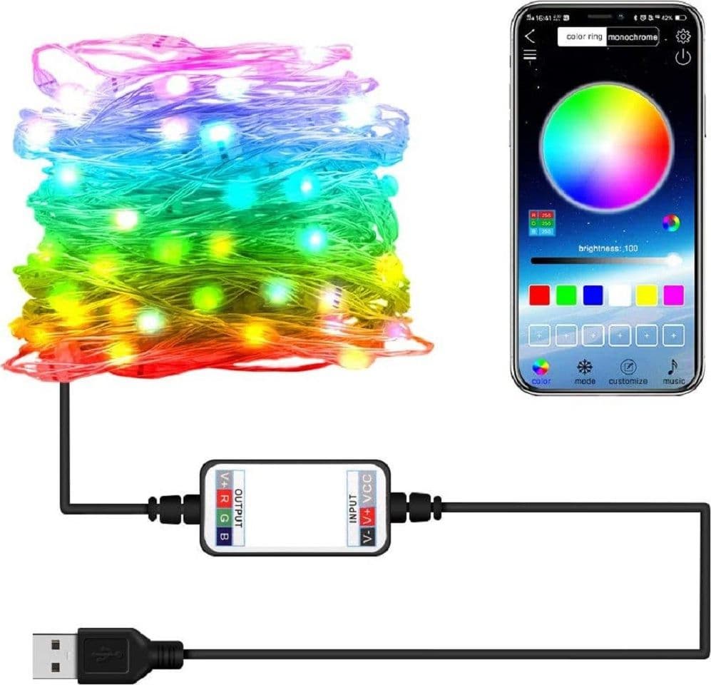 LUCI NATALIZIE A STRISCE LED APP 10MT USB BLUETOOTH DECORATIVE PER ALBERO NATALE in Catene luminose Trade Shop italia - Napoli, commercioVirtuoso.it