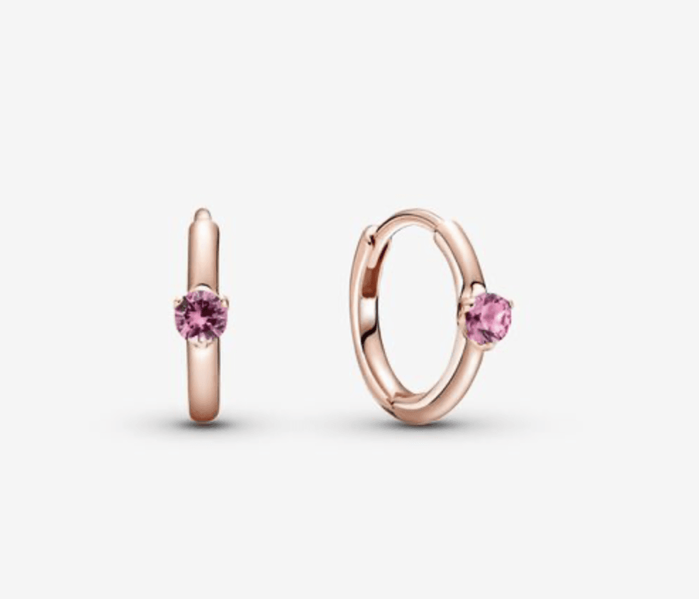 Pandora - Orecchini a cerchio con solitario rosa in Orecchini Alba Gioielli - Casoria, commercioVirtuoso.it