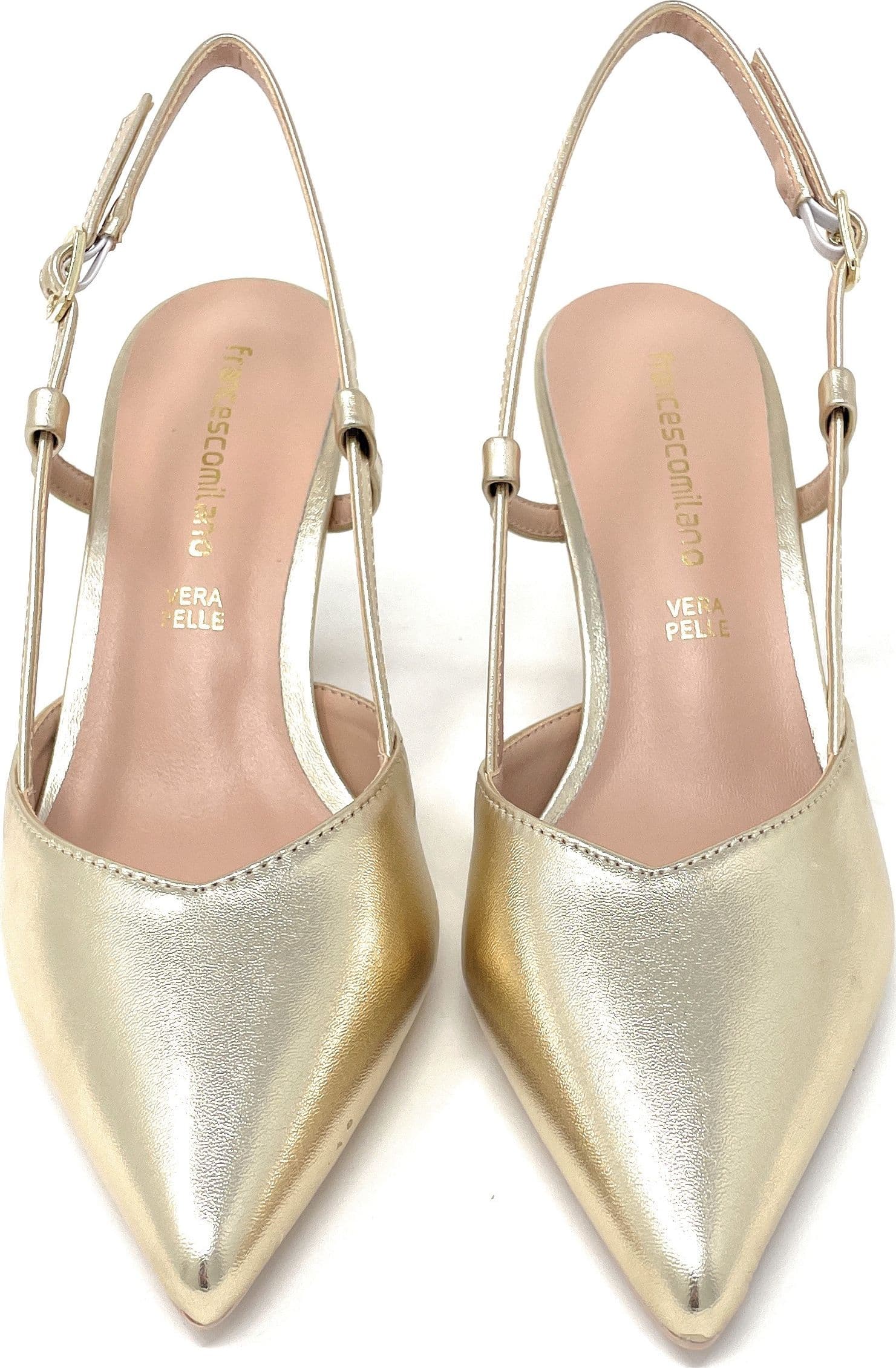 Francesco Milano sling back donna in pelle platino A08-21N in prodotto Teresi Calzature - Marsala, commercioVirtuoso.it