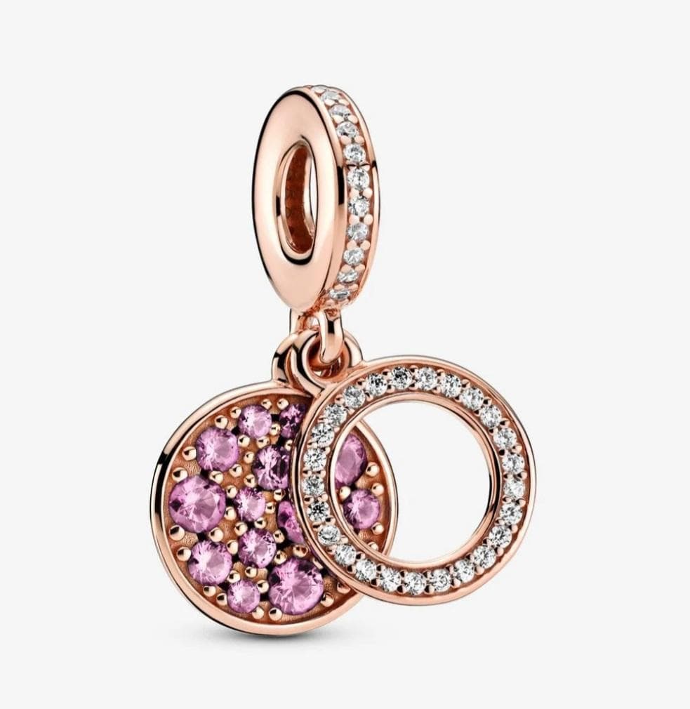 Pandora - CHARM PENDENTE DOPPIO CON DISCO ROSA SCINTILLANTE in Bead Charm Alba Gioielli - Casoria, commercioVirtuoso.it
