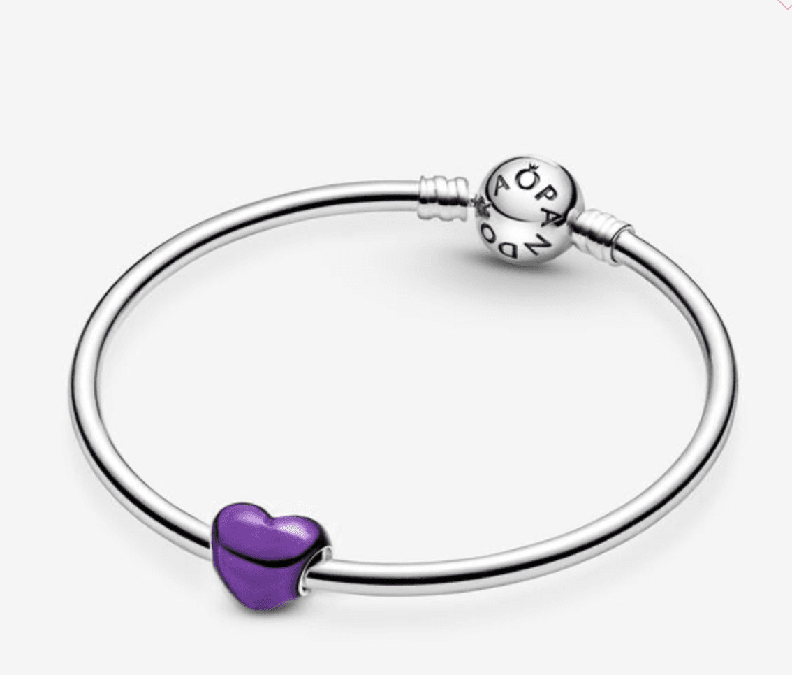 Pandora -Charm Cuore viola metallico