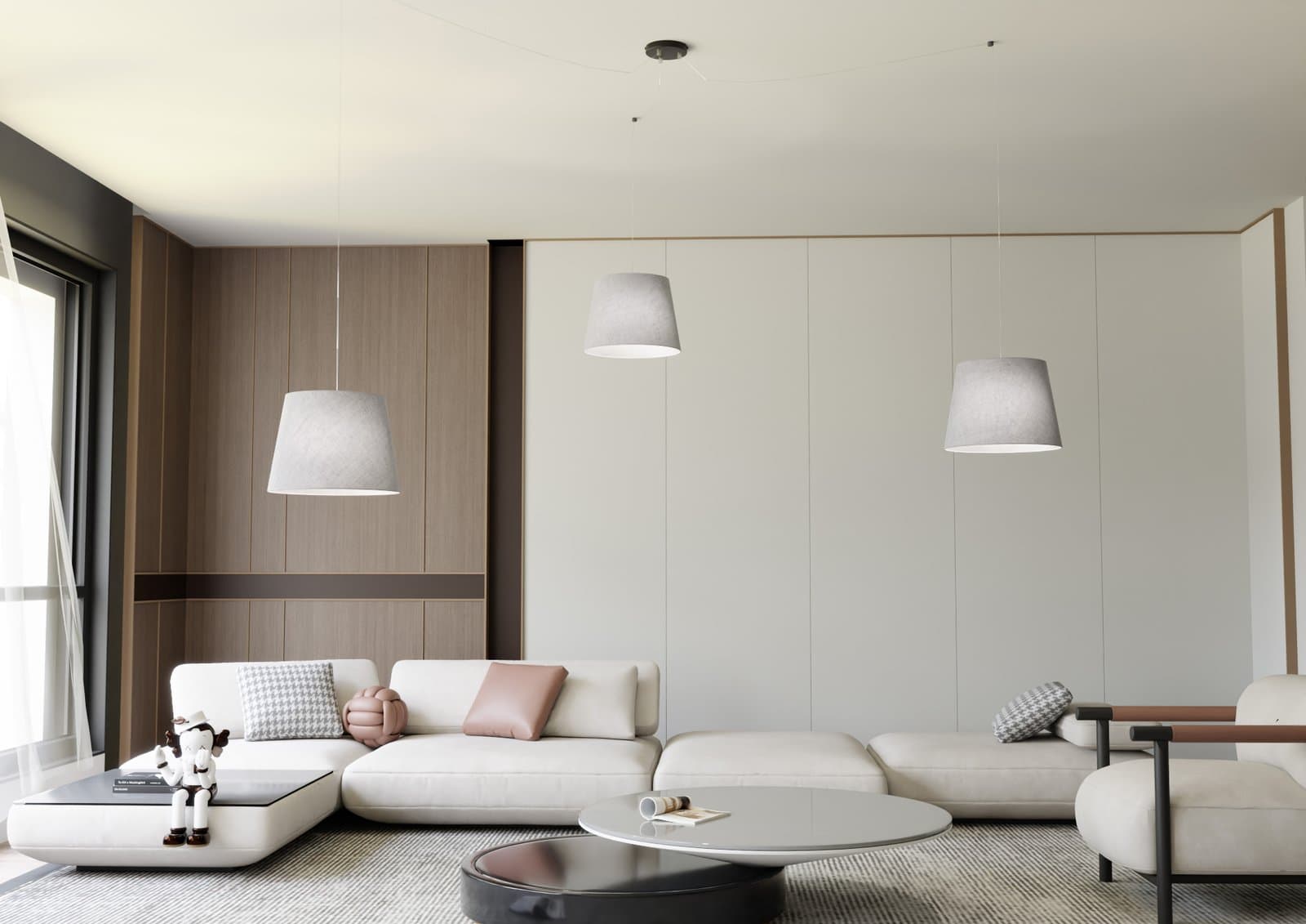 Sospensione 3 Luci Ascot Con Fermacavi E Paralumi Grigio in Lampade a sospensione LuceArt - Montecorvino Pugliano, commercioVirtuoso.it