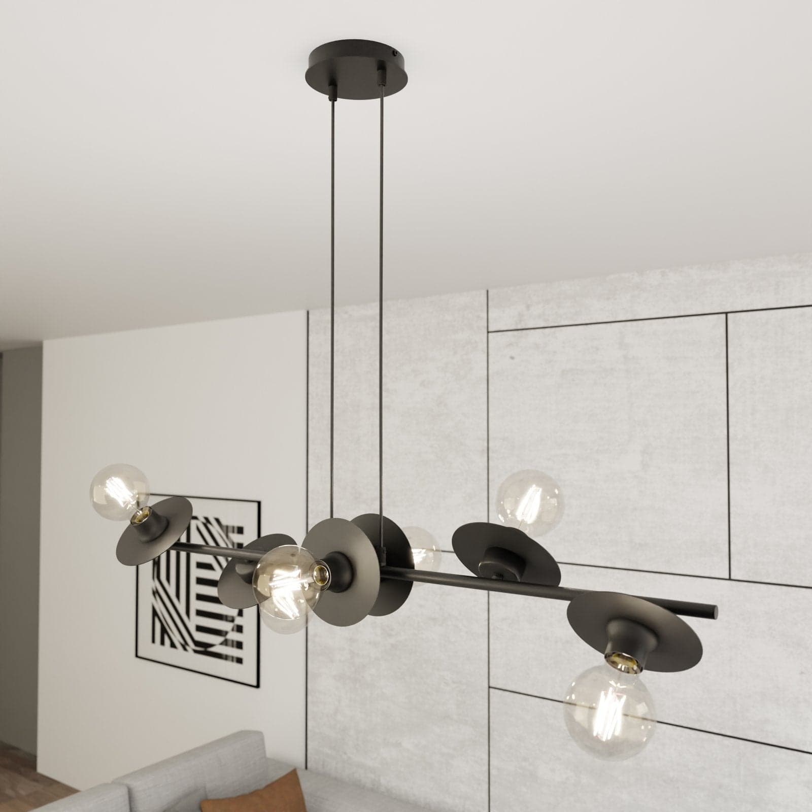 Lampadario 6 Luci Token In Acciaio Nero Con Barra E Diffusori A Piatti in Lampadari LuceArt - Montecorvino Pugliano, commercioVirtuoso.it