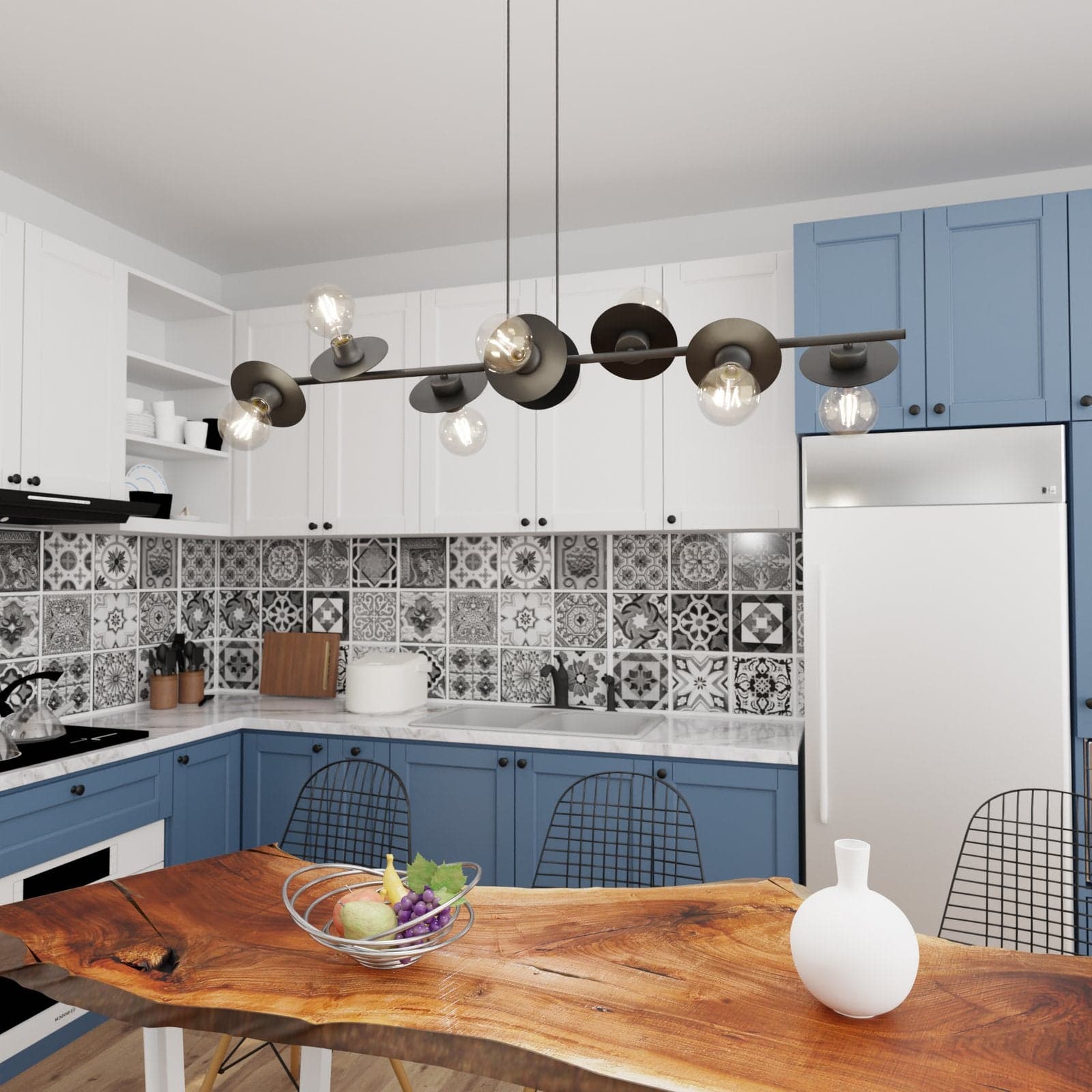 Lampadario 8 Luci Token In Acciaio Nero Con Barra E Diffusori A Piatti in Lampade a sospensione LuceArt - Montecorvino Pugliano, commercioVirtuoso.it