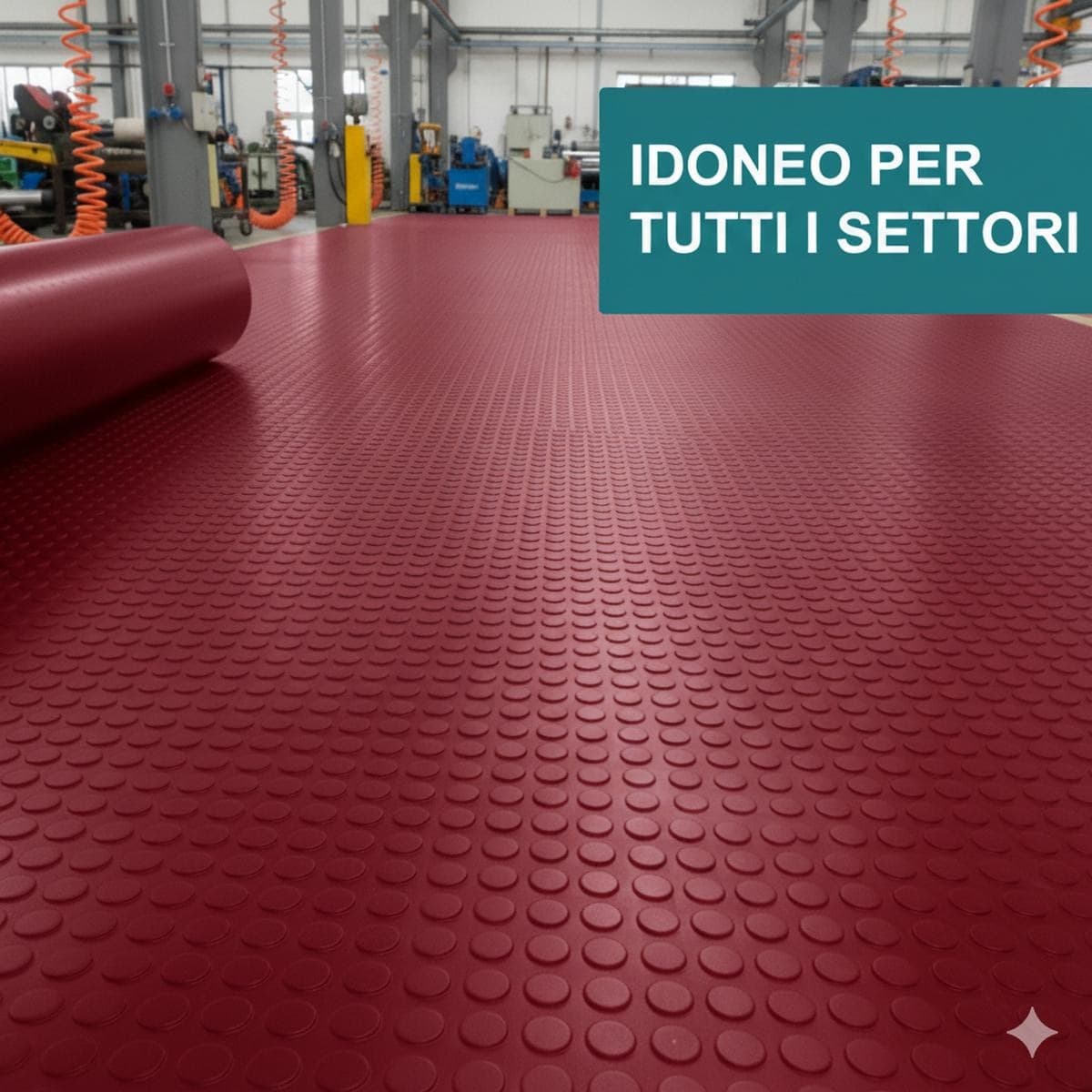 Bolflex Rosso - Pavimento PVC Bollato Bullonato Modello Bollo H.100 cm Spessore 1,2 mm in Pavimenti di PVC Masterbrico - Longobardi, commercioVirtuoso.it
