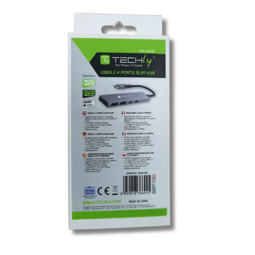 Techly IUSB32C-HUB4AC hub di interfaccia USB 3.2 Gen 1 (3.1 Gen 1) Type-C 5000 Mbit/s Argento in  Scontolo.net - Potenza, commercioVirtuoso.it