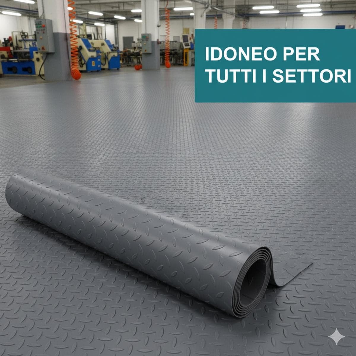 Bolflex Grigio - Pavimento PVC Bollato Bullonato Modello Tipo Acciaio H.100 cm Spessore 1,2 mm in Pavimenti di PVC Masterbrico - Longobardi, commercioVirtuoso.it