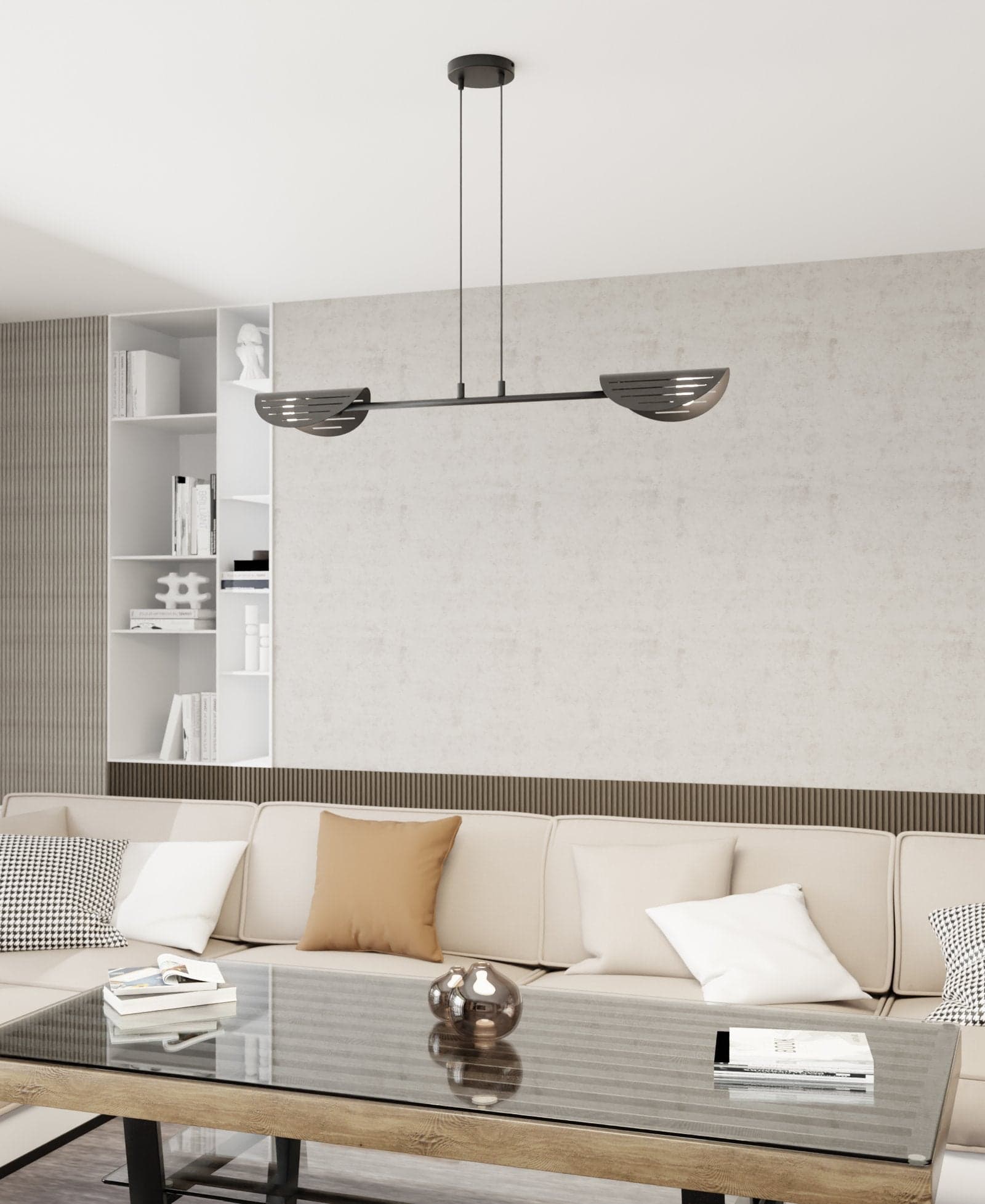 Lampadario Moderno 2 Luci Saber A Bracci In Acciaio Nero in Lampadari LuceArt - Montecorvino Pugliano, commercioVirtuoso.it