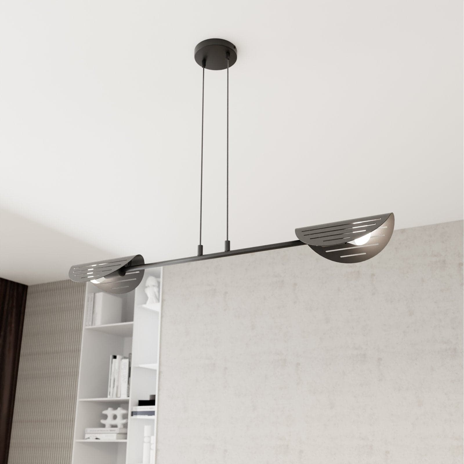 Lampadario Moderno 2 Luci Saber A Bracci In Acciaio Nero in Lampadari LuceArt - Montecorvino Pugliano, commercioVirtuoso.it