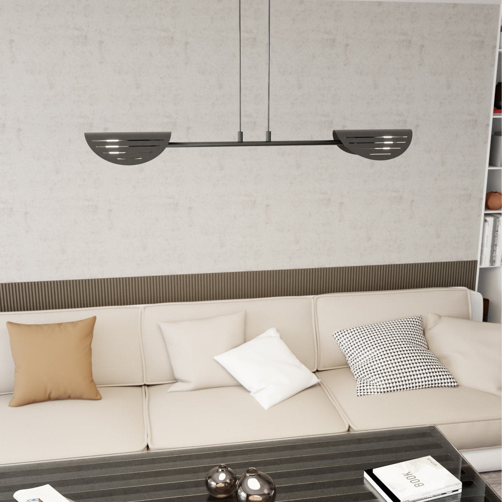 Lampadario Moderno 2 Luci Saber A Bracci In Acciaio Nero in Lampadari LuceArt - Montecorvino Pugliano, commercioVirtuoso.it
