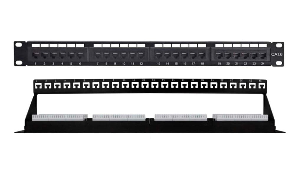 Pannello Patch UTP 24 Posti Cat.6 1U con barra gestione cavi removibile Nero in Cavi Ethernet Scontolo.net - Potenza, commercioVirtuoso.it