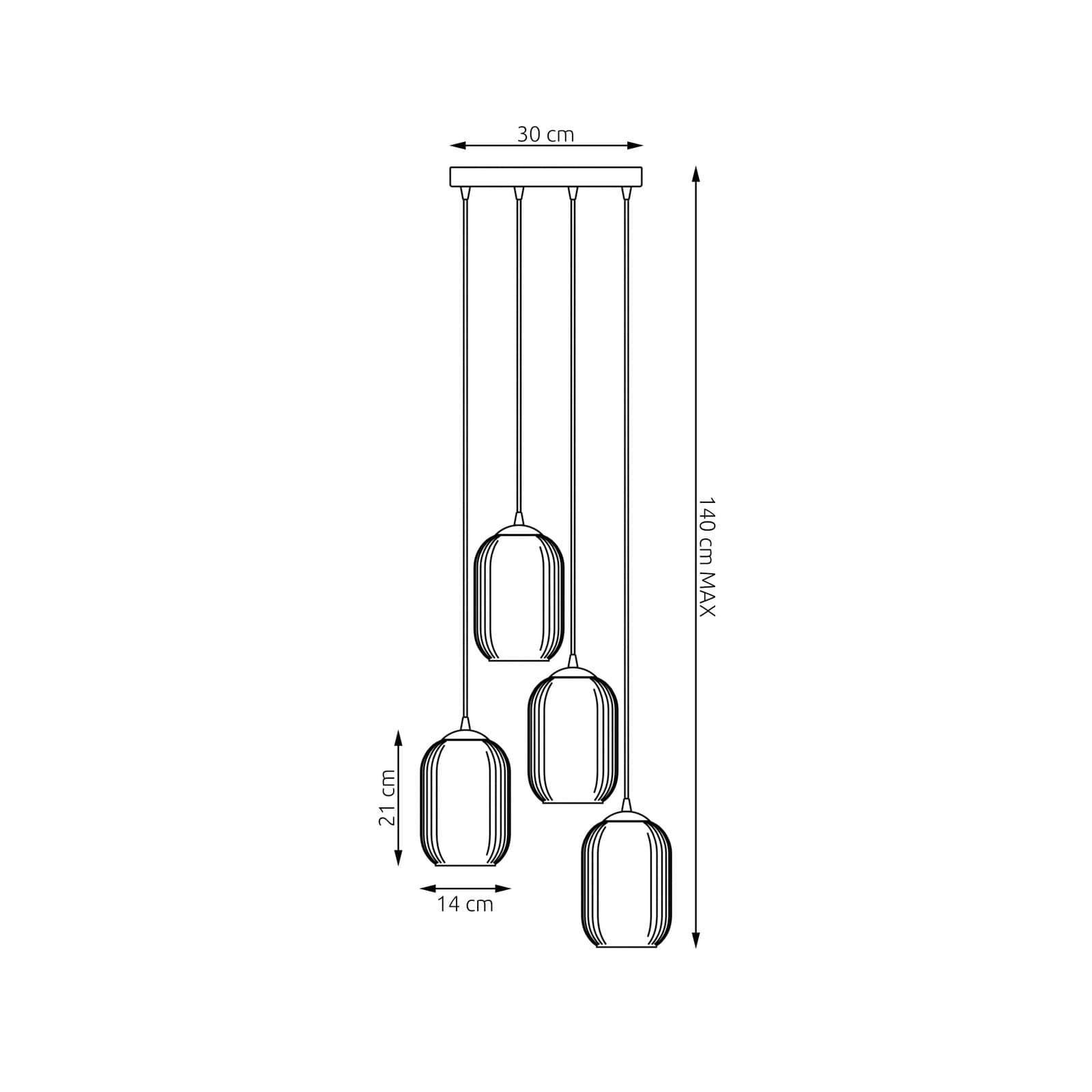 Lampadario 4 Luci Verdi Base Tonda In Acciaio Nero E Vetri Plissettati Fumè in Lampade a sospensione LuceArt - Montecorvino Pugliano, commercioVirtuoso.it