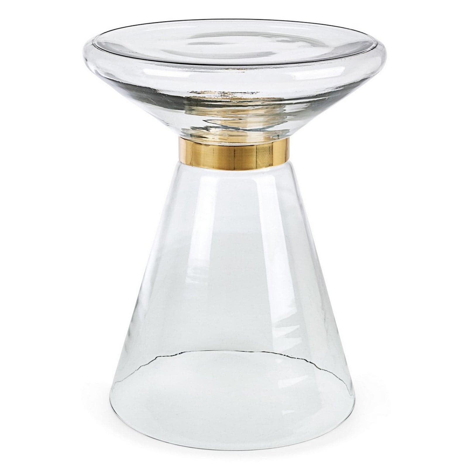 Tavolino "Azmin" in vetro con anello decorativo placcato ottone per arredamento - 18