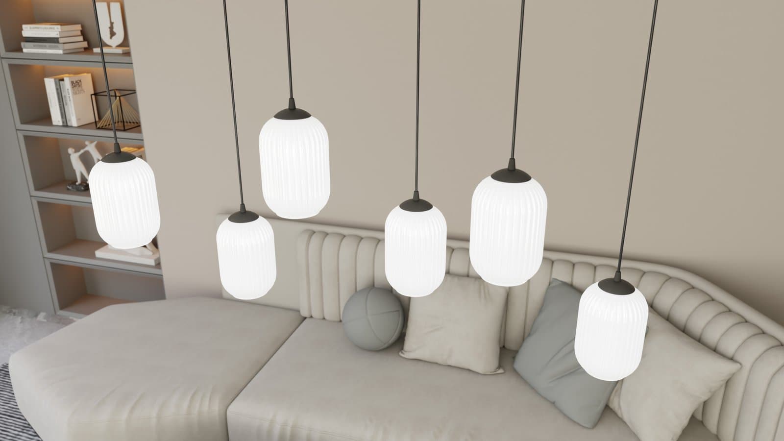 Lampadario 3 Luci Verdi In Acciaio Nero E Vetri Plissettati Color Opale in Lampade a sospensione LuceArt - Montecorvino Pugliano, commercioVirtuoso.it